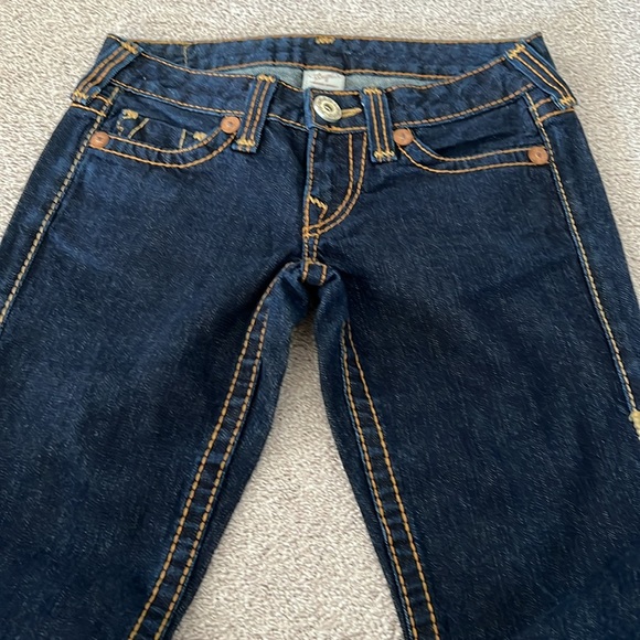 NEW TRUE RELIGION Low Waist Leather Patch Women’s Jeans – Size 26 | VTG RARE - Picture 3 of 11